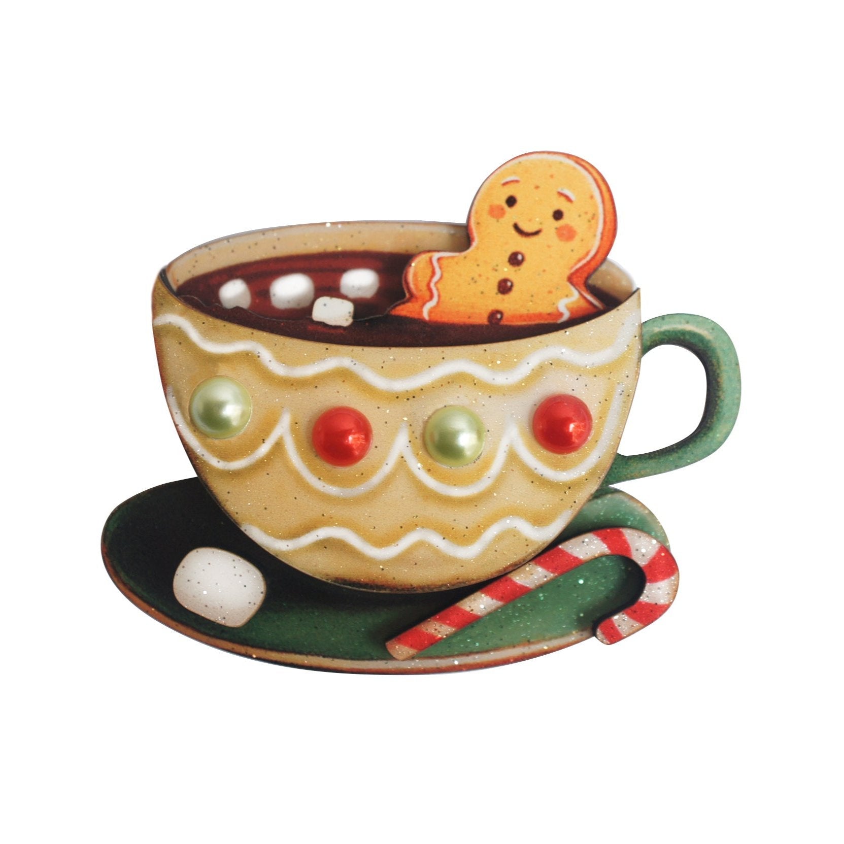 Christmas Cup Brooch by Laliblue – Retro Kitschy Statement Brooch for Collectors by Quirks! at Shirley Shoppe