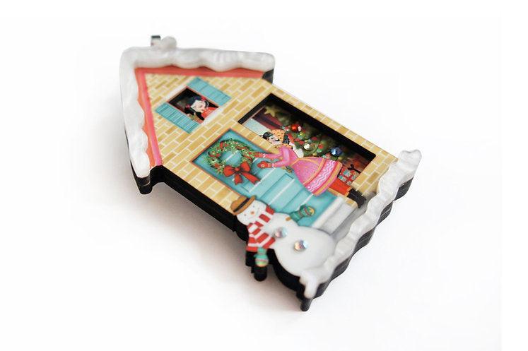 Christmas House Brooch by Laliblue by Quirks! at Shirley Shoppe