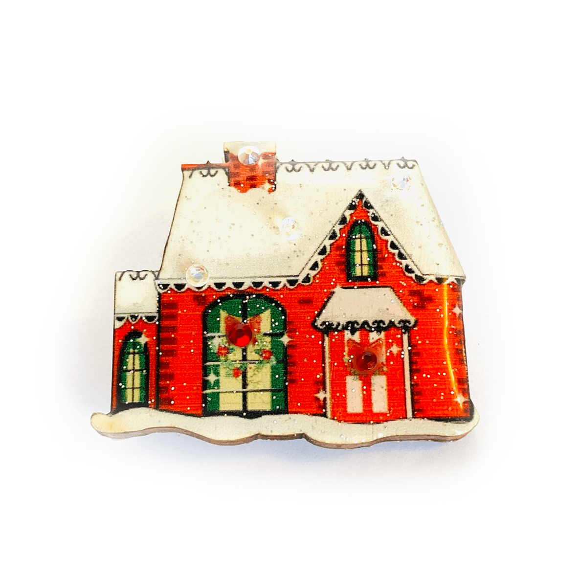 Christmas House Brooch by Rosie Rose Parker by Quirks! at Shirley Shoppe