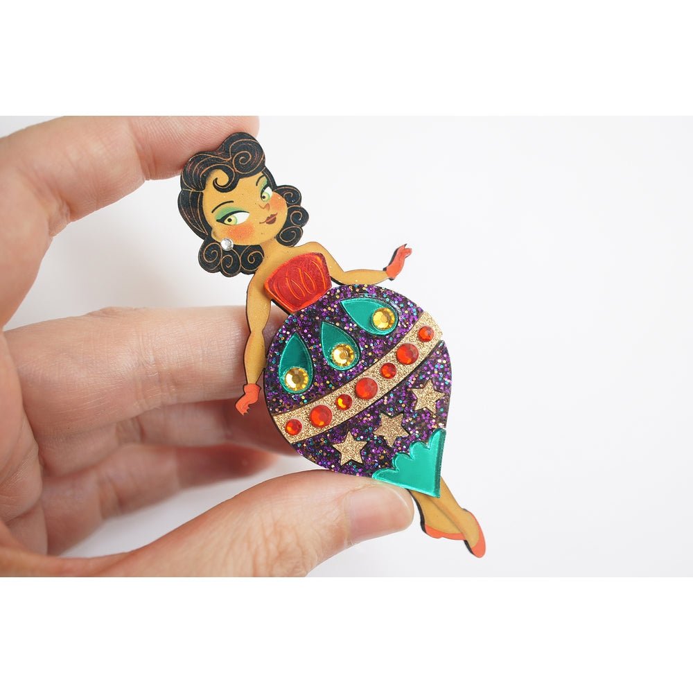 Christmas Ornament with Stars Brooch by Laliblue by Quirks! at Shirley Shoppe