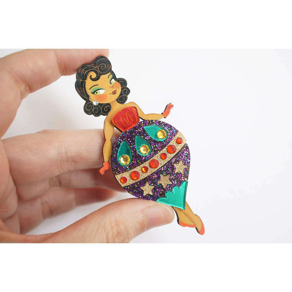 Christmas Ornament with Stars Brooch by Laliblue