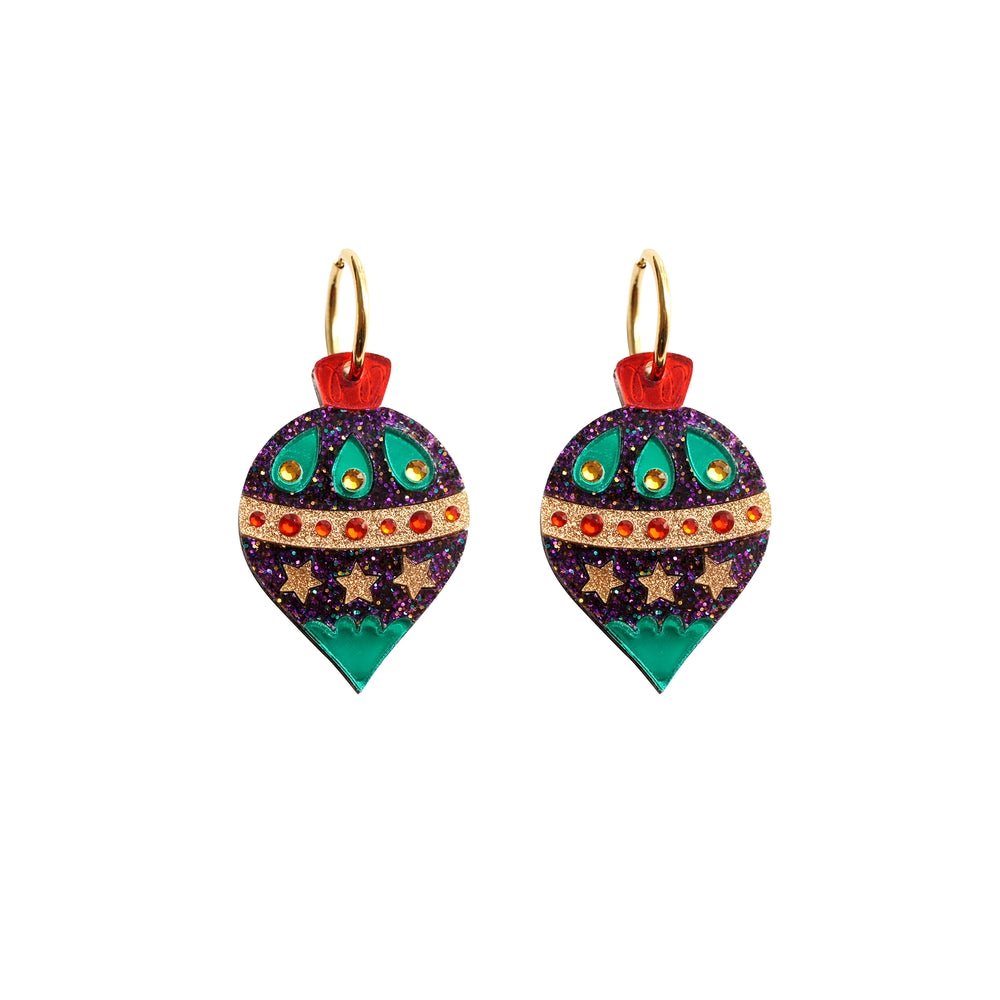 Christmas Ornament with Stars Earrings by Laliblue – Retro Statement Jewelry Laliblue by Quirks! at Shirley Shoppe