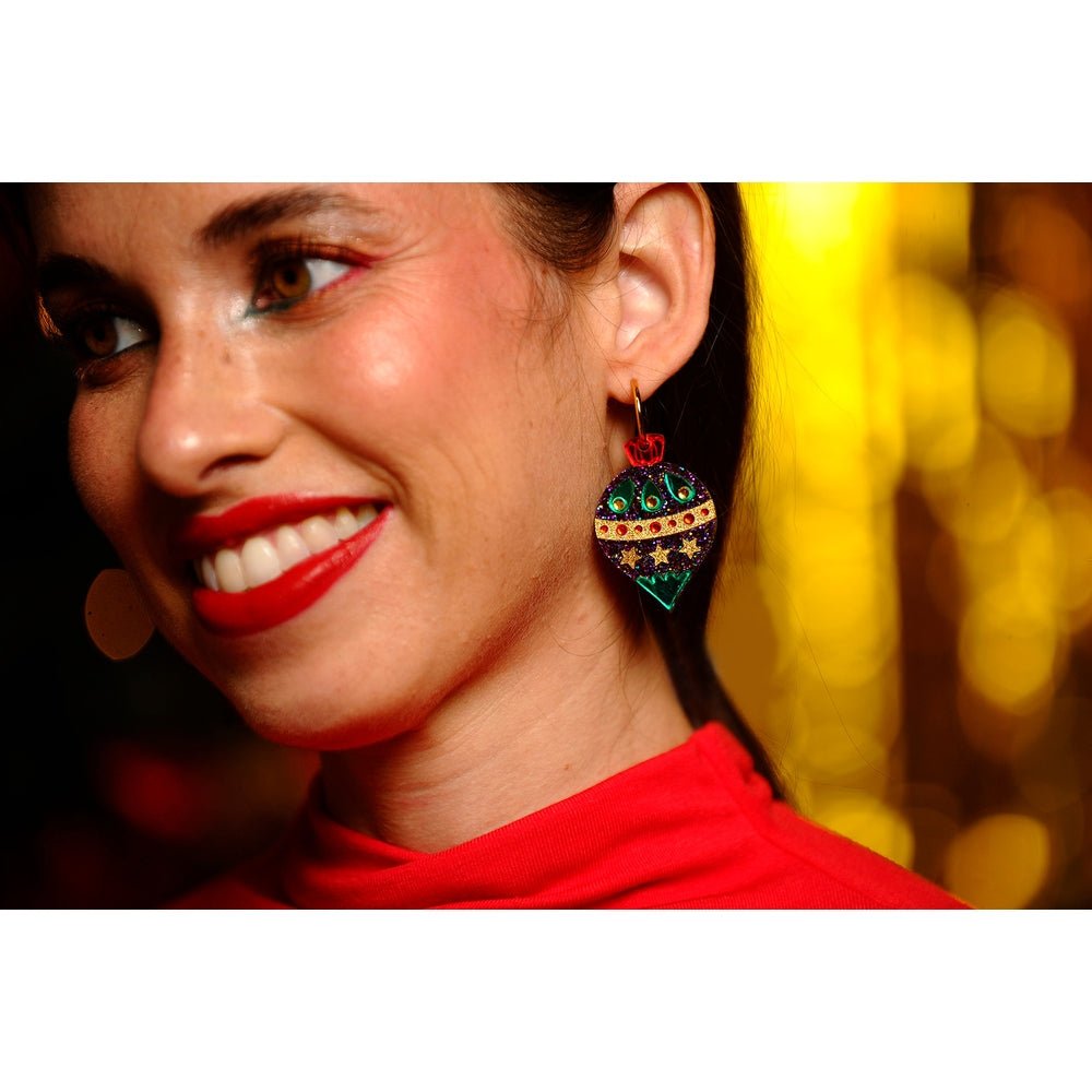 Christmas Ornament with Stars Earrings by Laliblue – Retro Statement Jewelry Laliblue by Quirks! at Shirley Shoppe