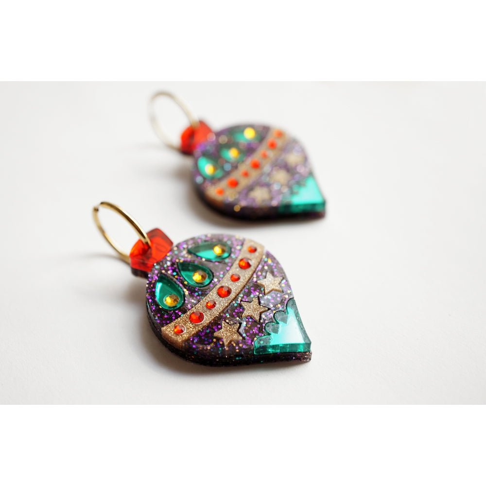 Christmas Ornament with Stars Earrings by Laliblue – Retro Statement Jewelry Laliblue by Quirks! at Shirley Shoppe