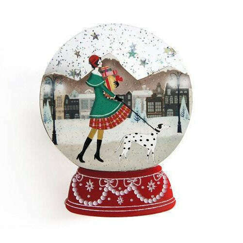 Christmas Shopping Snow Globe Brooch by Laliblue