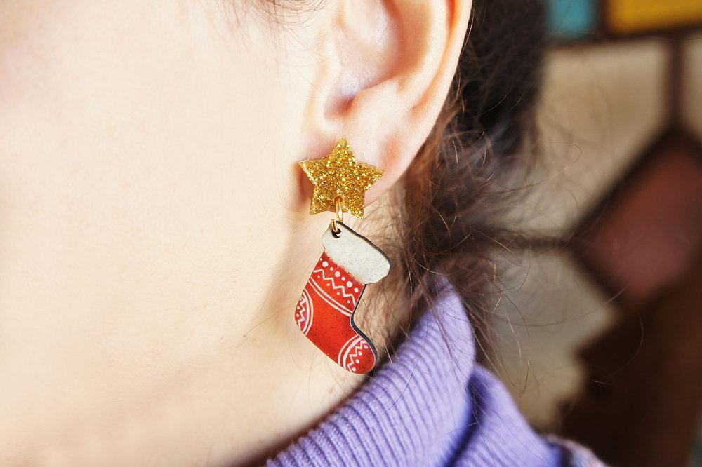 Christmas Stocking Earrings by Laliblue by Quirks! at Shirley Shoppe