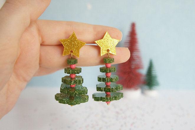 Christmas Tree Earrings by Laliblue by Quirks! at Shirley Shoppe