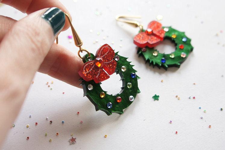 Christmas Wreaths Earrings by Laliblue by Quirks! at Shirley Shoppe