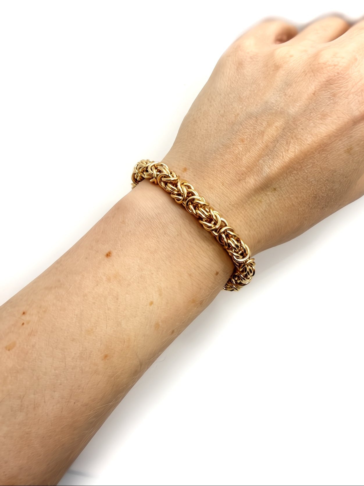 Chunky Byzantine Chainmaille Bracelet in 14K Gold Fill by Alison Morse at Shirley Shoppe