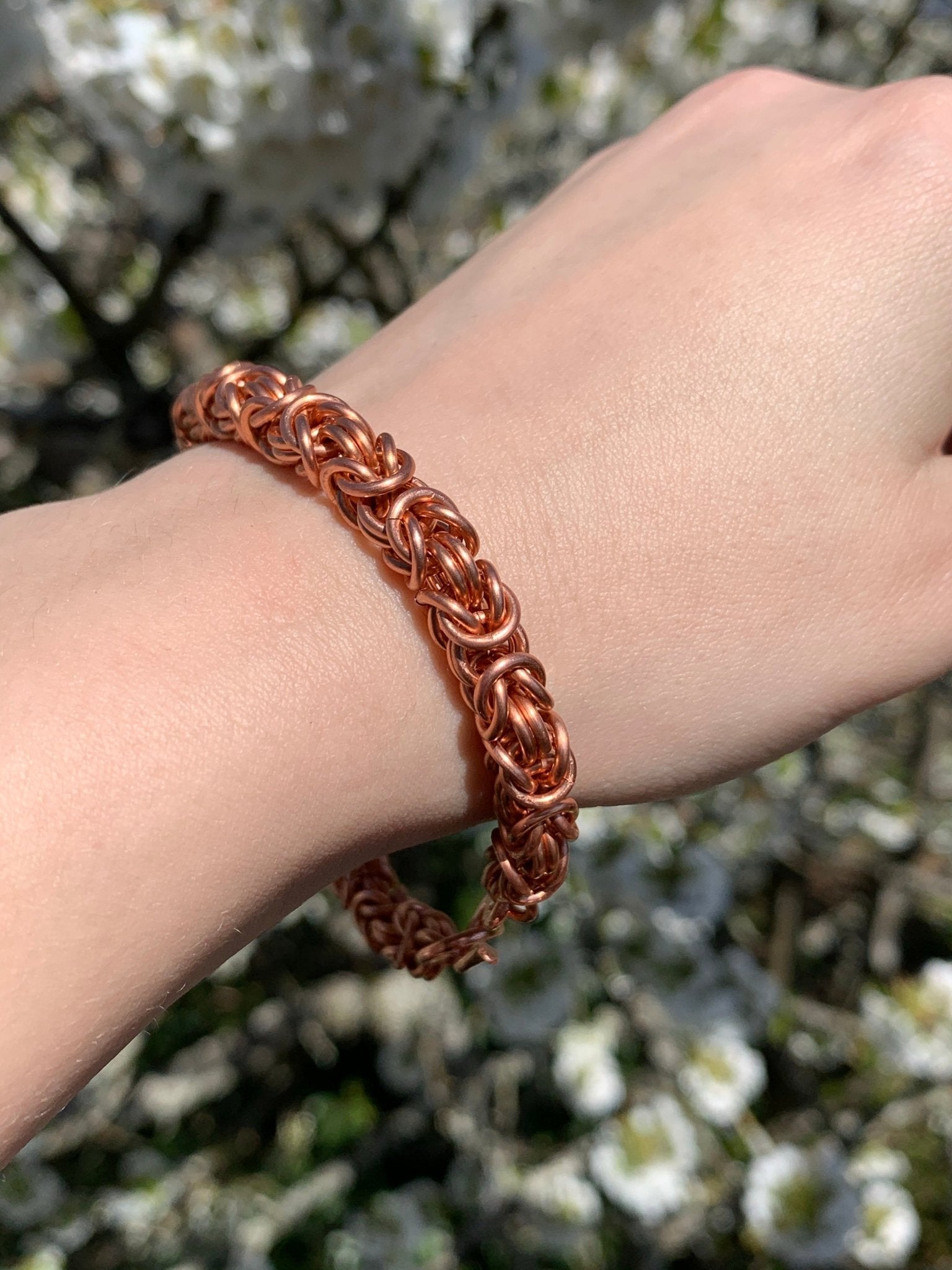 Chunky Byzantine Chainmaille Bracelet in Copper by Alison Morse at Shirley Shoppe