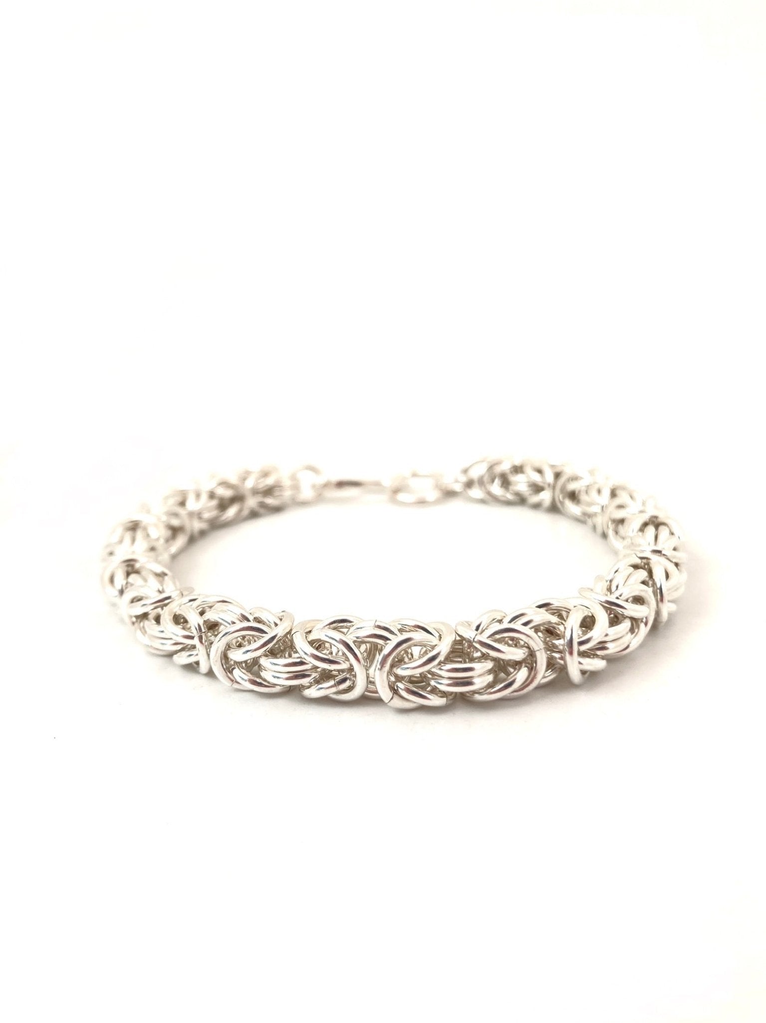 Chunky Byzantine Chainmaille Bracelet in Silver by Alison Morse at Shirley Shoppe