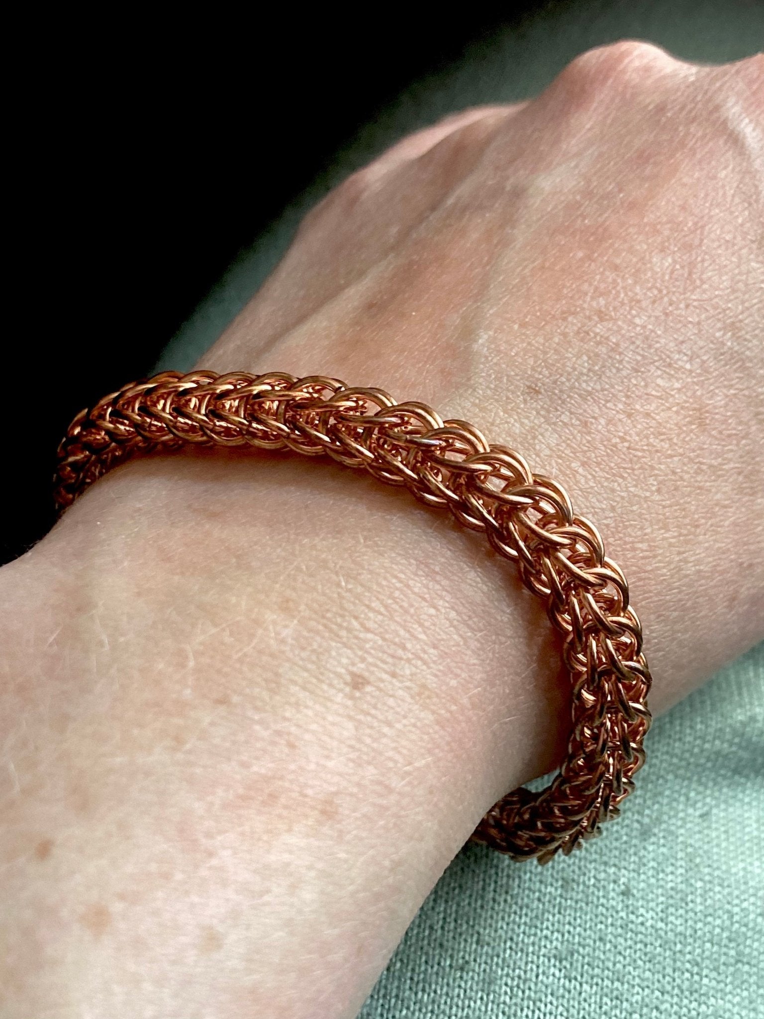 Chunky Foxtail Chainmaille Bracelet in Copper by Alison Morse at Shirley Shoppe