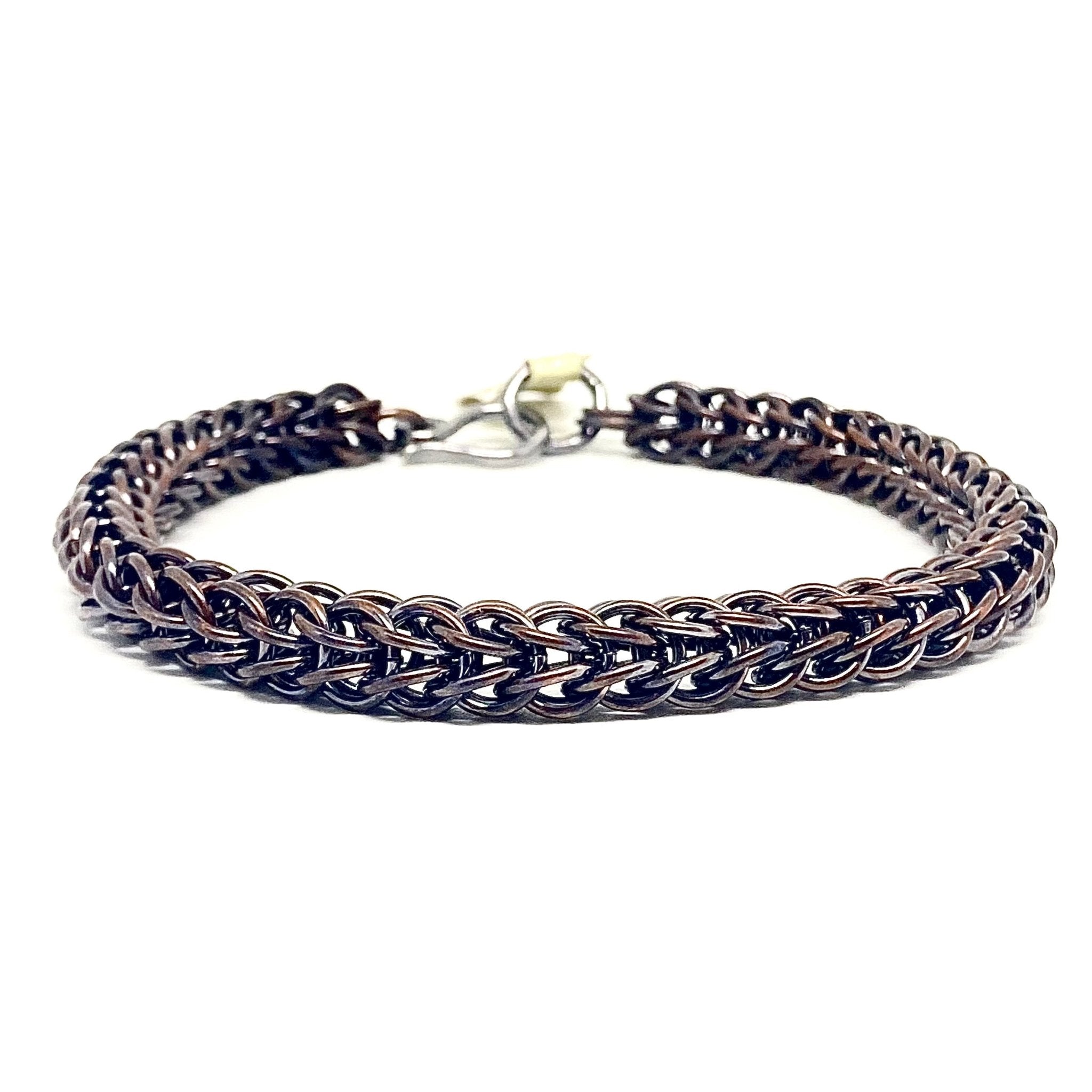 Chunky Foxtail Chainmaille Bracelet in Oxidized Copper by Alison Morse at Shirley Shoppe