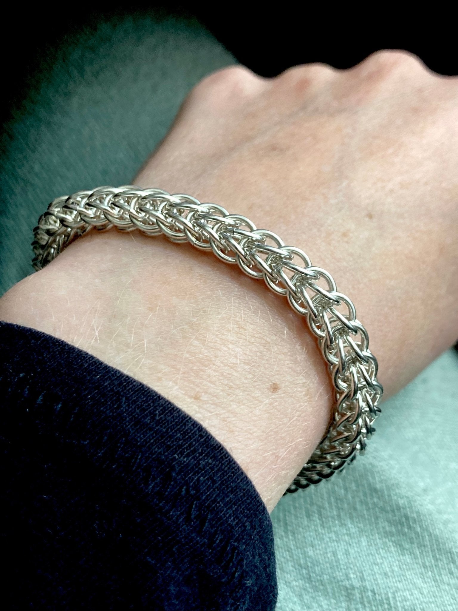 Chunky Foxtail Chainmaille Bracelet in Silver by Alison Morse at Shirley Shoppe