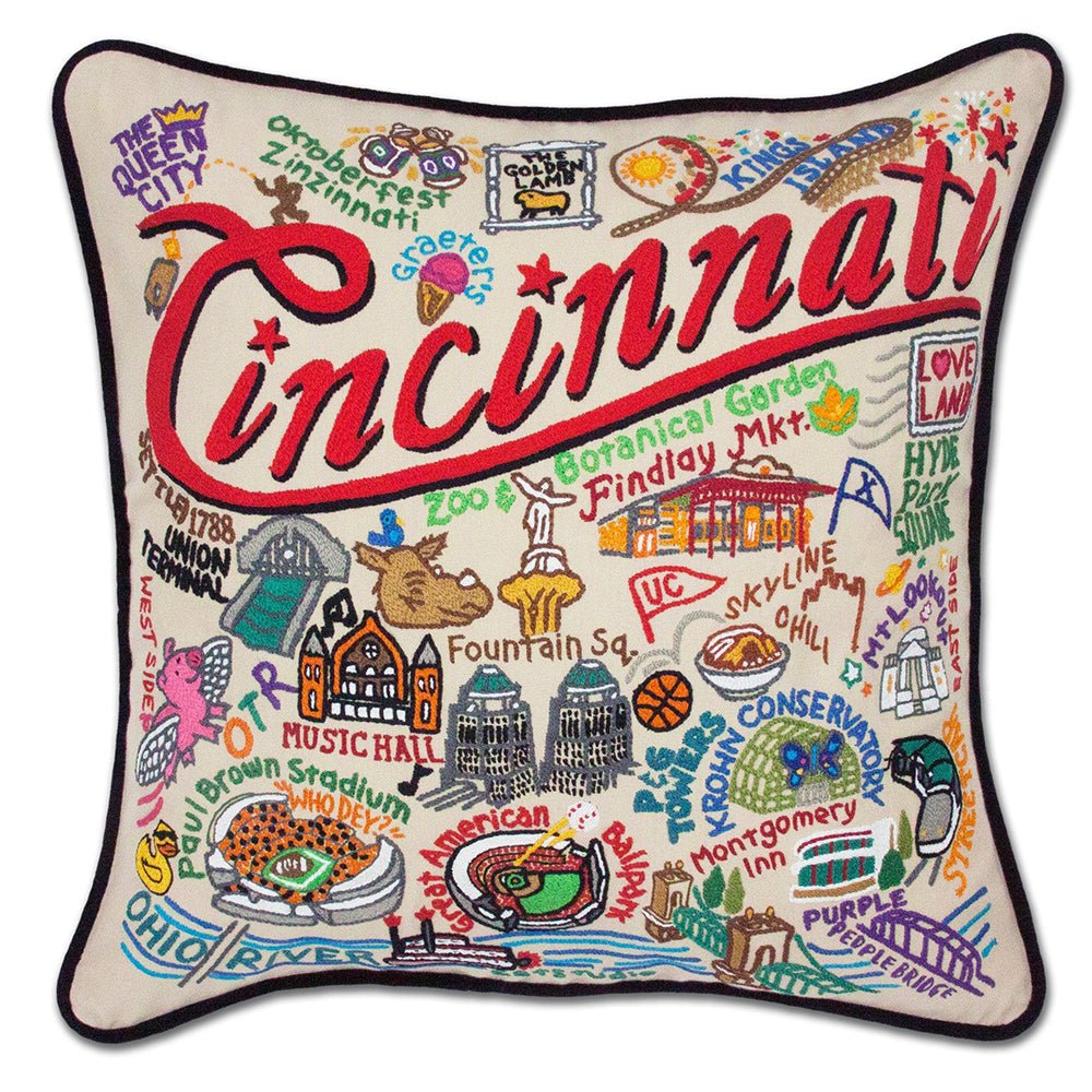 Cincinnati Hand - Embroidered Pillow by Quirks! at Shirley Shoppe