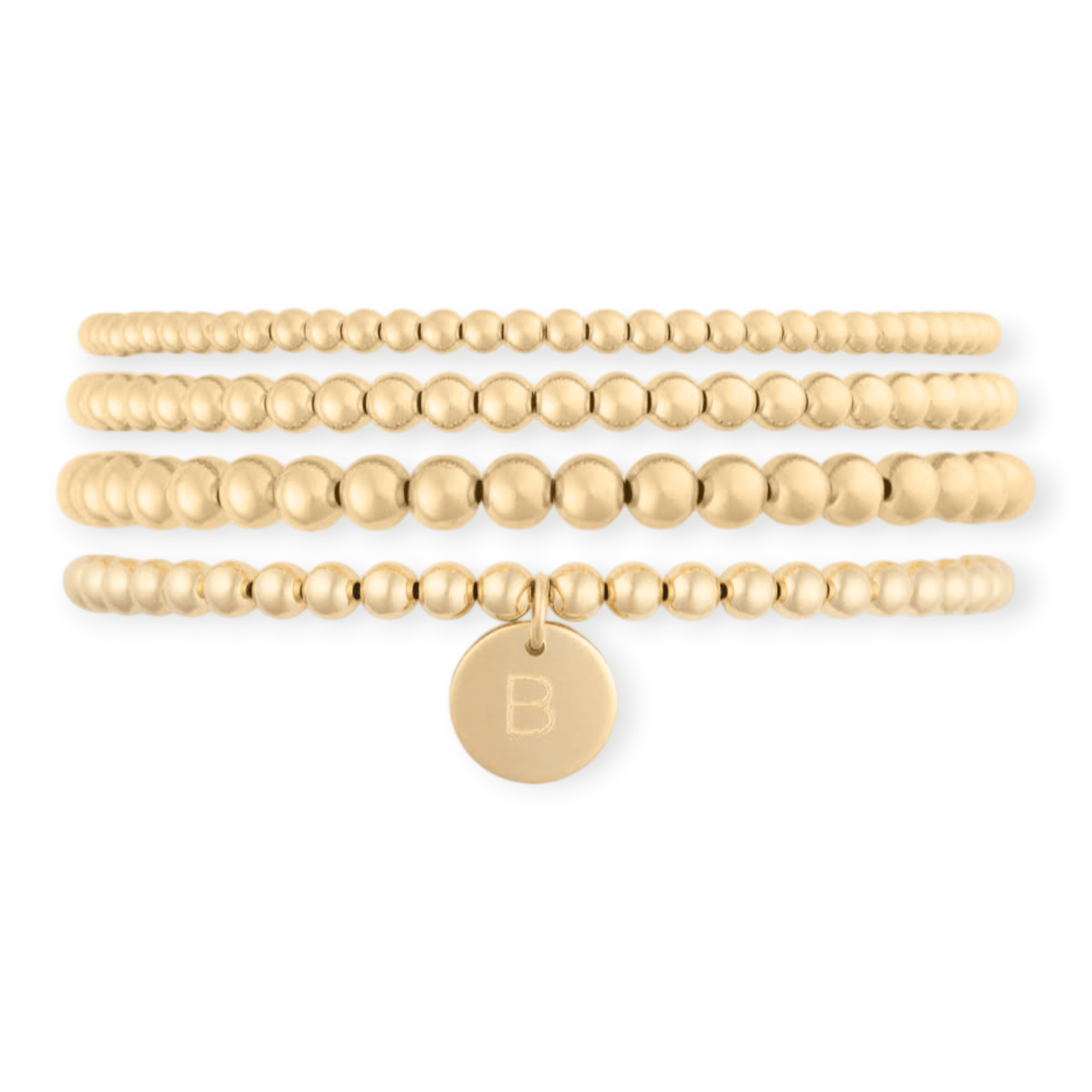 classic initial juno bracelet four stack (3+4+4+5mm) by Cuffed by Nano LLC at Shirley Shoppe