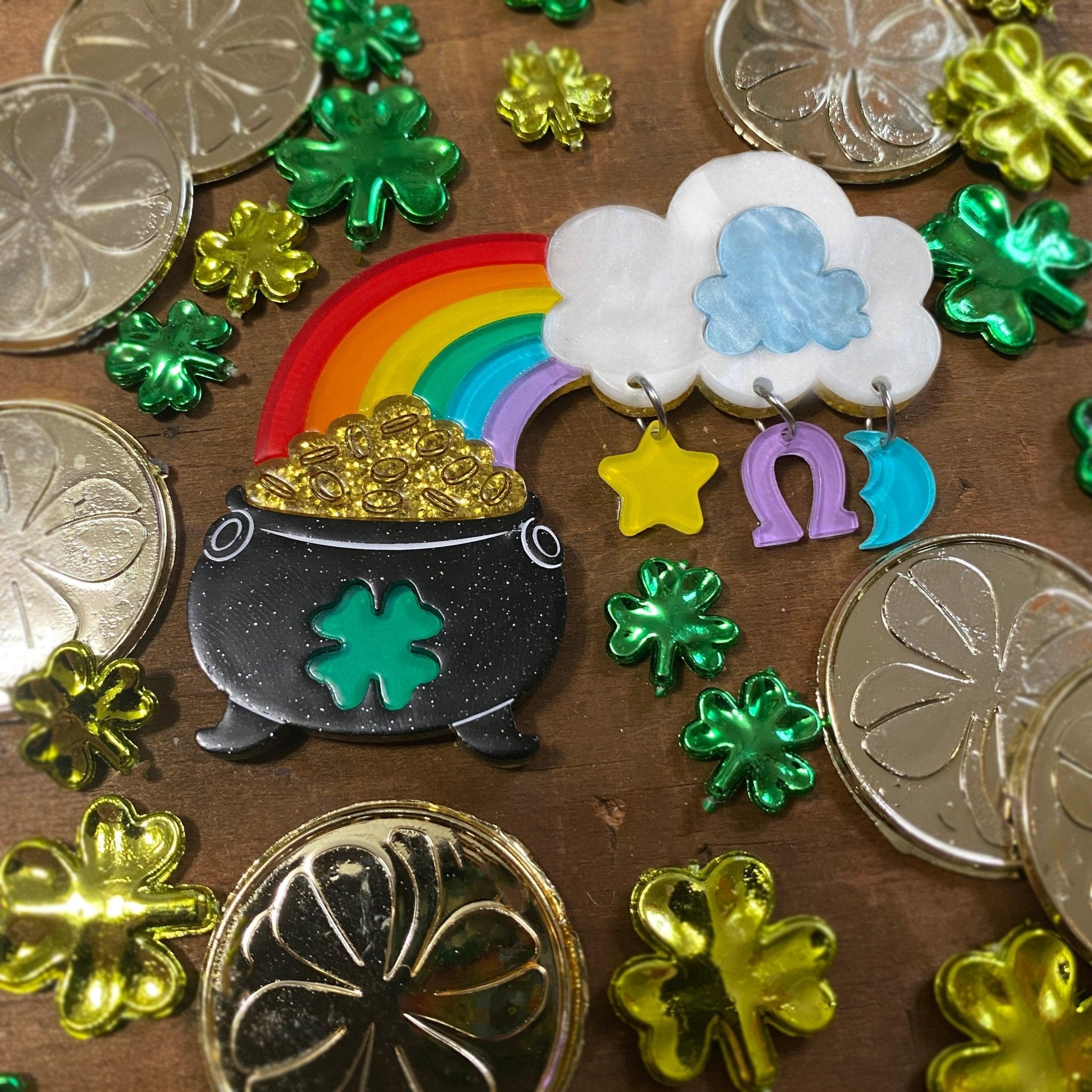 Clover the Rainbow Brooch by Lipstick & Chrome by Quirks! at Shirley Shoppe