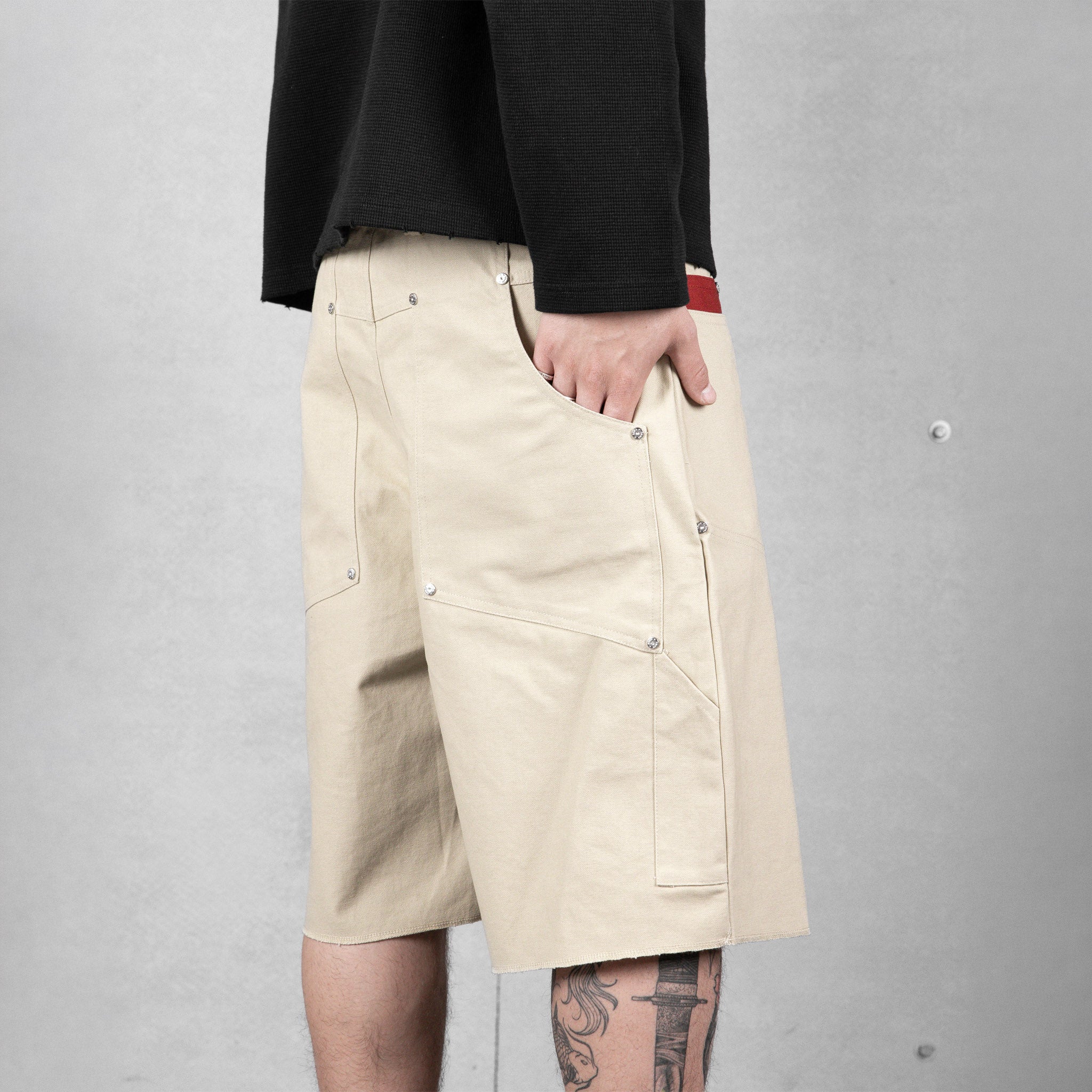 Commons Double Knee Canvas Short Cream