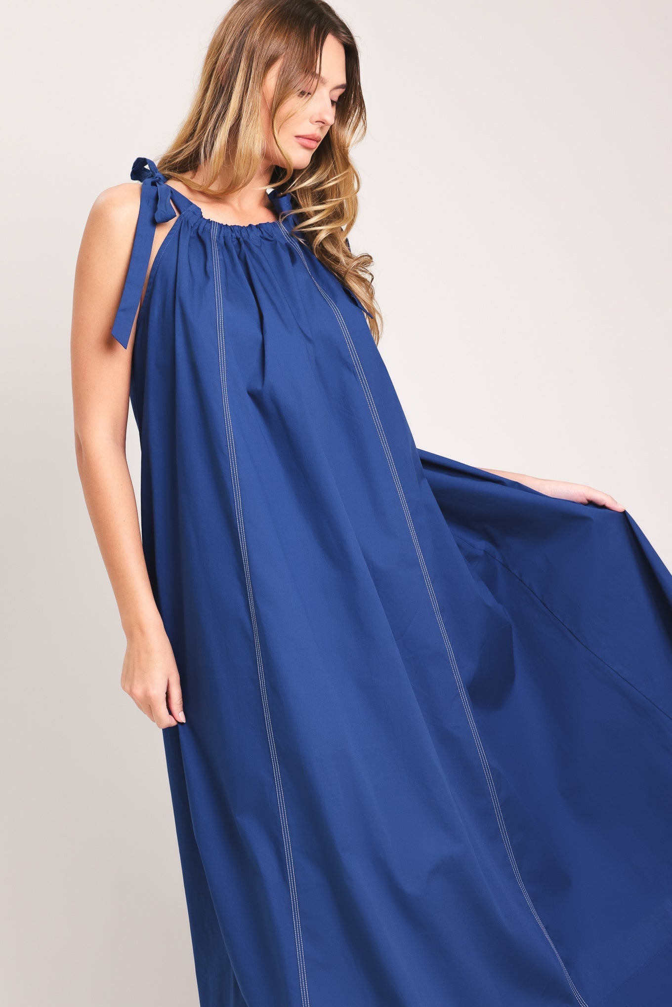 COASTAL EASE WOVEN MIDI DRESS by Flying Tomato at Shirley Shoppe
