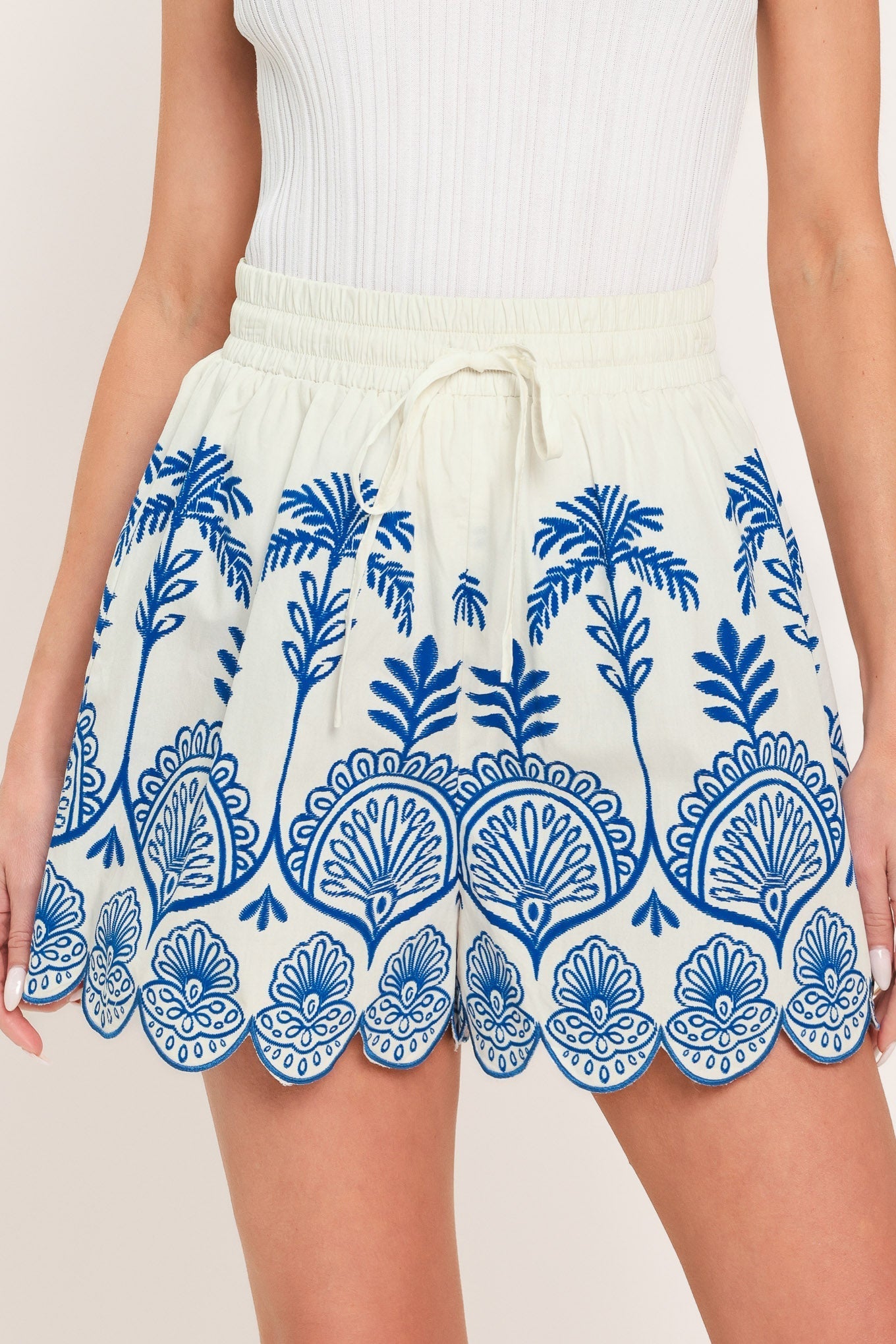 COASTLINE PALM WOVEN SHORTS by Flying Tomato at Shirley Shoppe