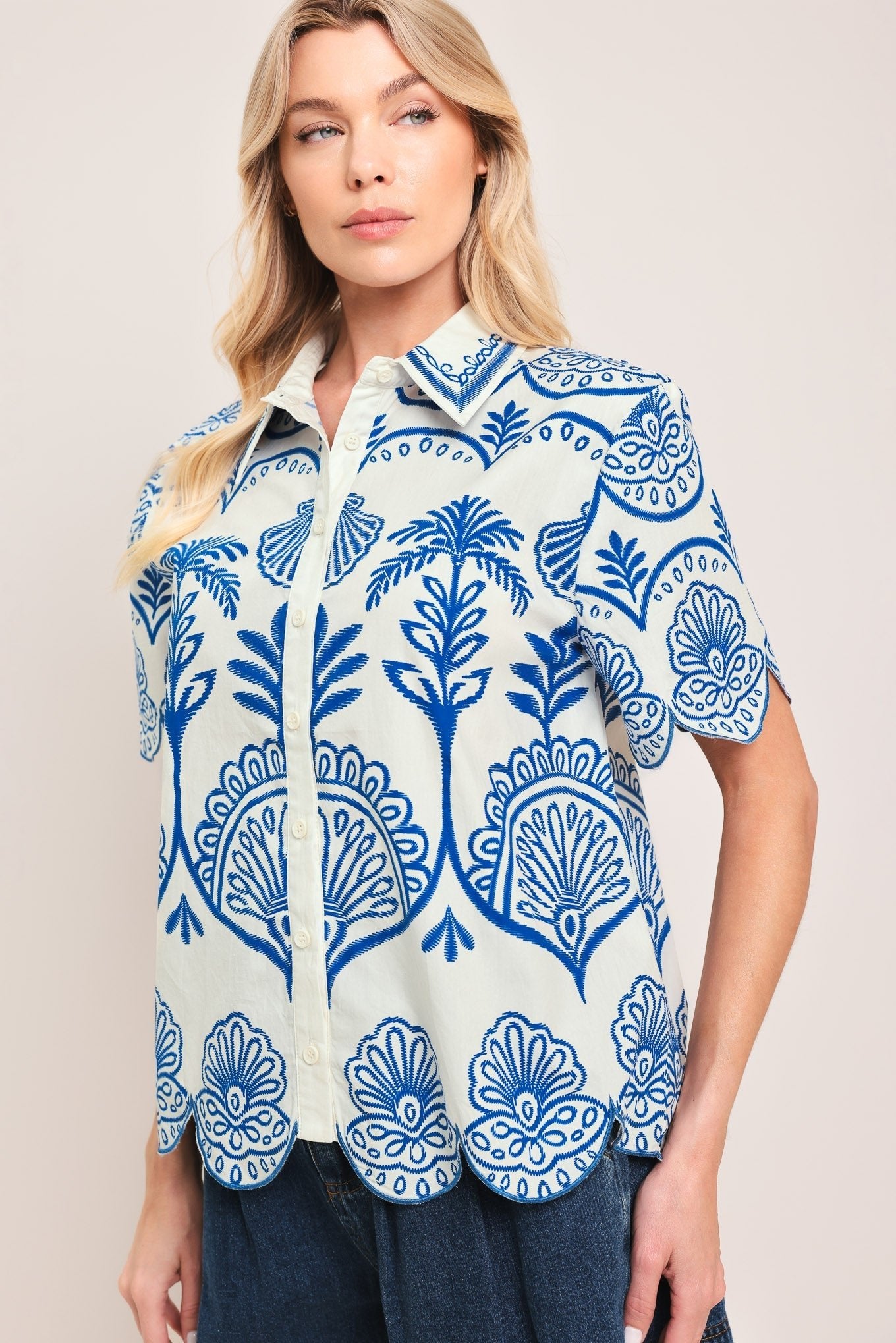 COASTLINE PALM WOVEN TOP by Flying Tomato at Shirley Shoppe