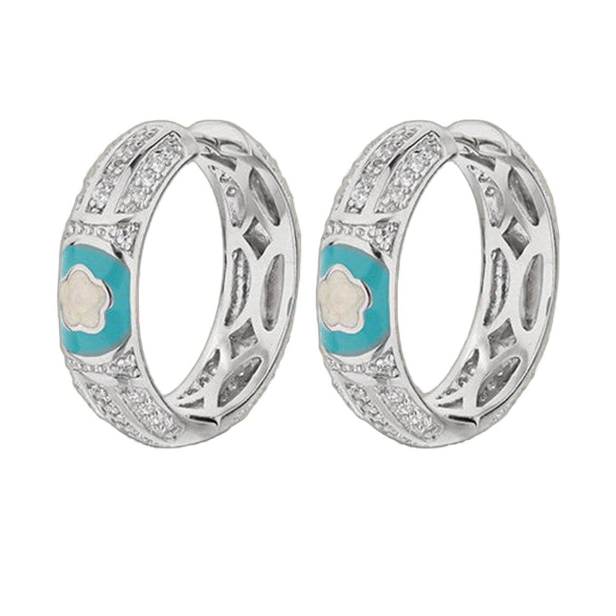 Dancing Daisy Earrings — Pavé Flower Huggie