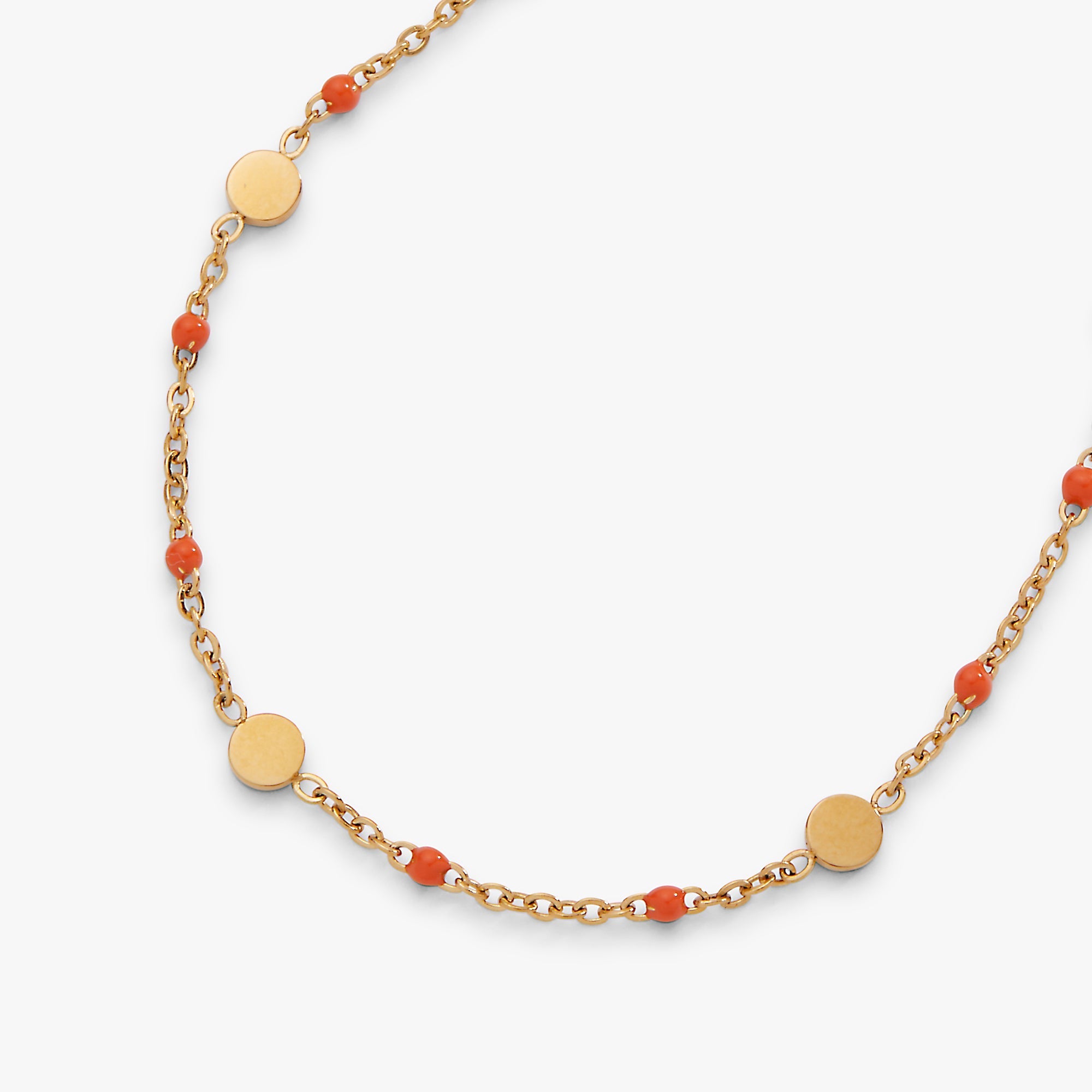 Coral Enameled Chain Coin Station Anklet by ALEX AND ANI at Shirley Shoppe