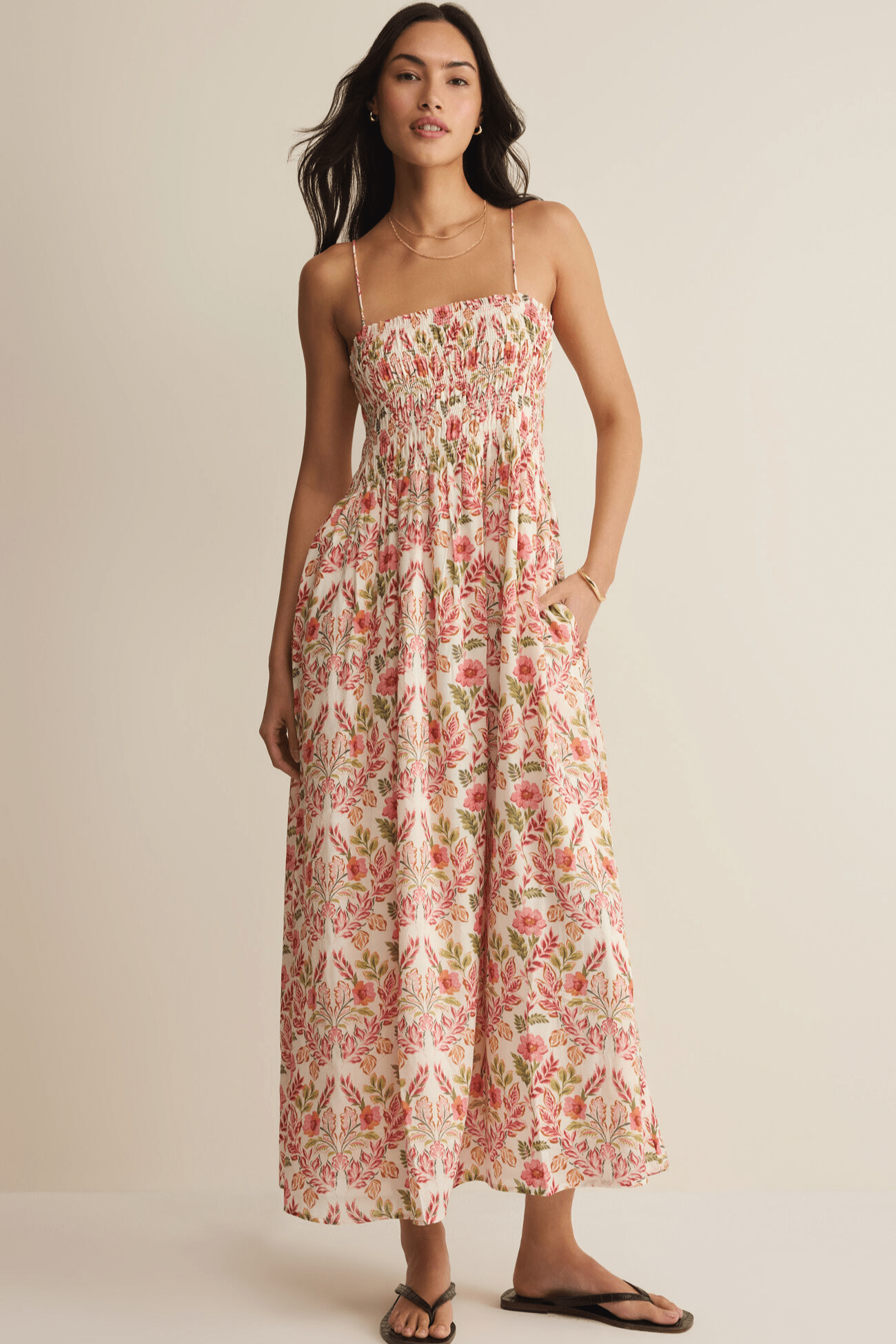 Cornelia Ami Floral Midi Dress by z supply at Shirley Shoppe