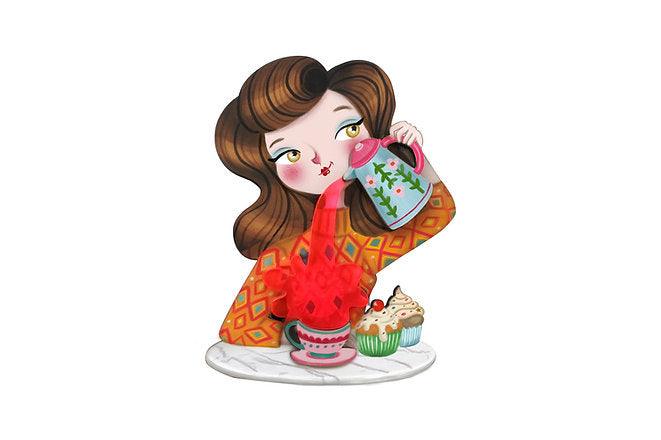 Crazy About Tea Brooch by Laliblue by Quirks! at Shirley Shoppe