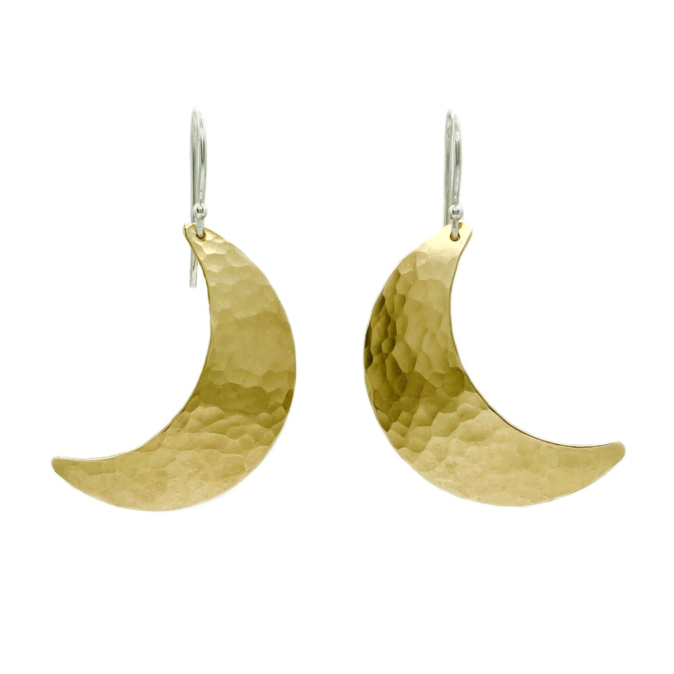 Crescent Moon Earrings in Brass | Moon Phase Earrings by Alison Morse at Shirley Shoppe