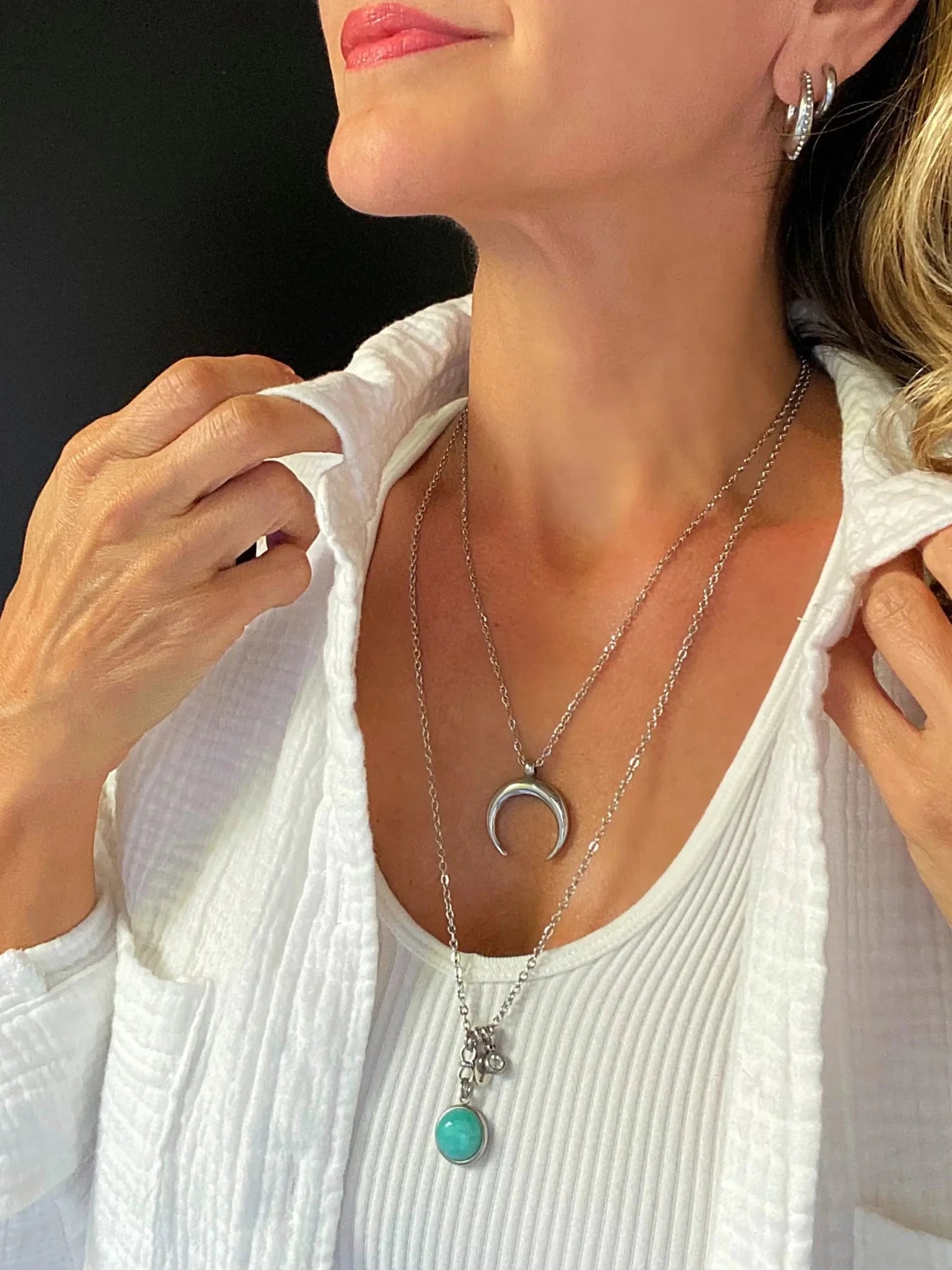 CRESCENT MOON NECKLACE by Bellaforma Jewelry at Shirley Shoppe