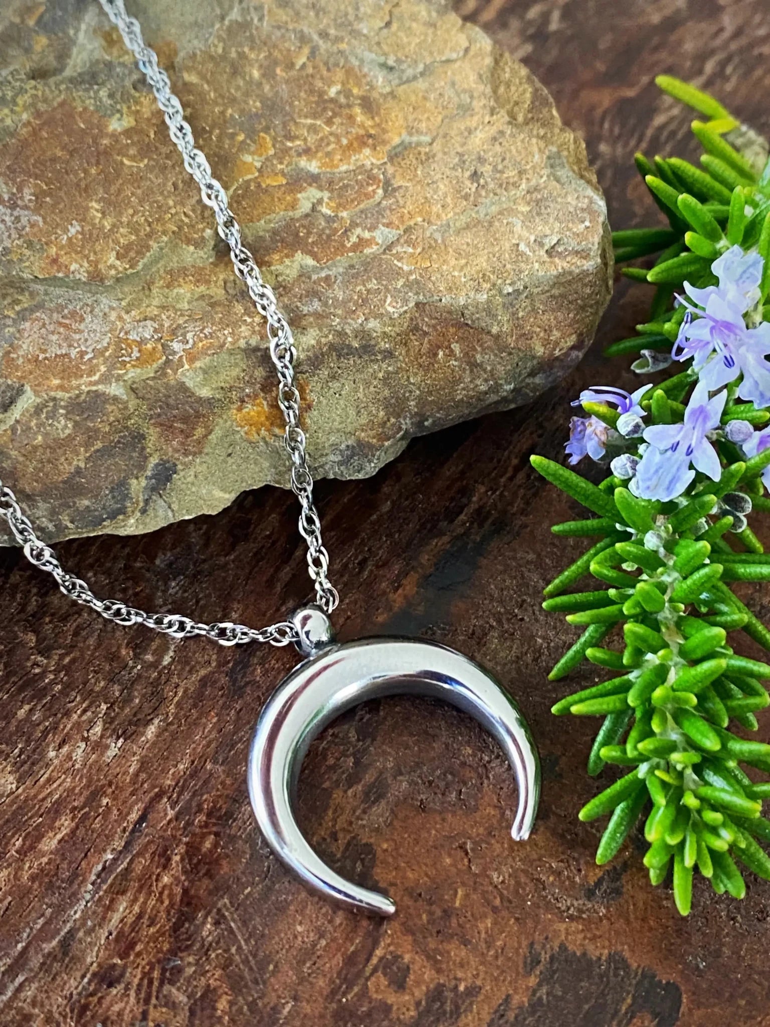CRESCENT MOON NECKLACE by Bellaforma Jewelry at Shirley Shoppe