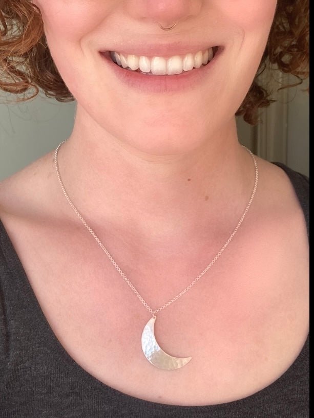 Crescent Moon Necklace in Sterling Silver | Moon Phase Necklace by Alison Morse at Shirley Shoppe