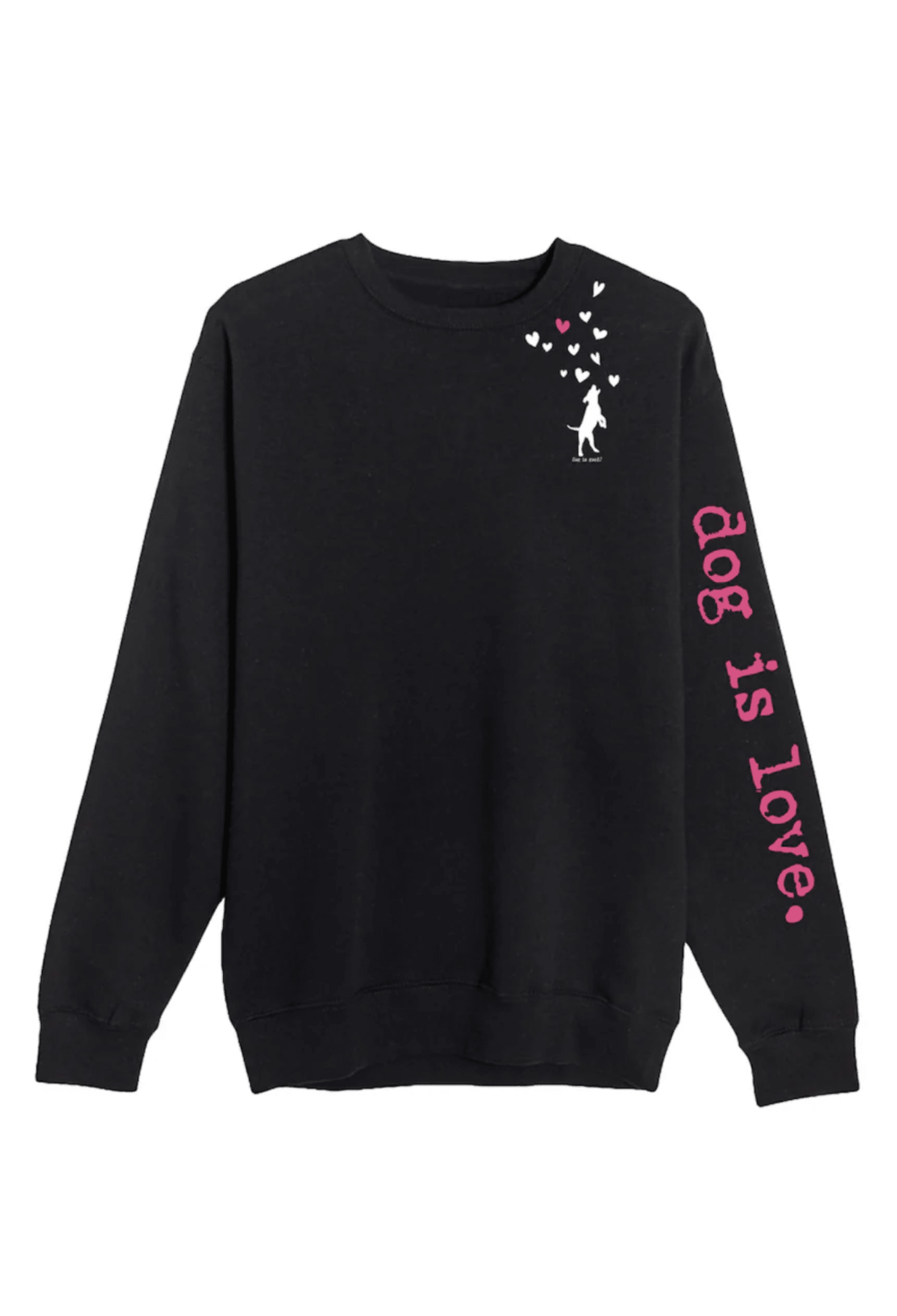 Crewneck Fleece: Dog is Love (Black) by Dog is Good at Shirley Shoppe