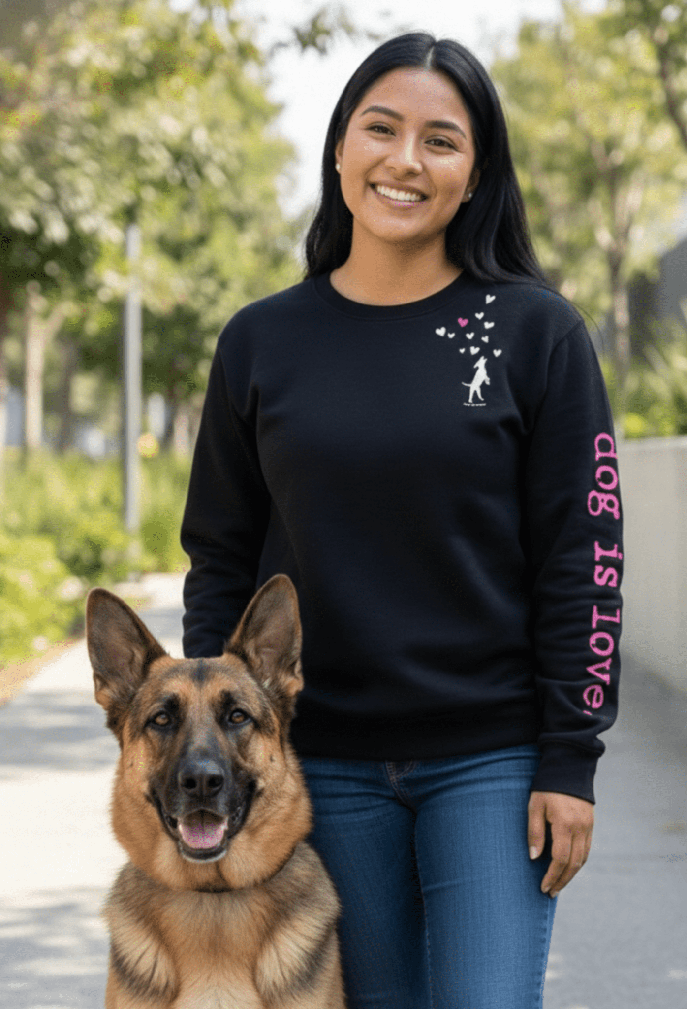 Crewneck Fleece: Dog is Love (Black) by Dog is Good at Shirley Shoppe