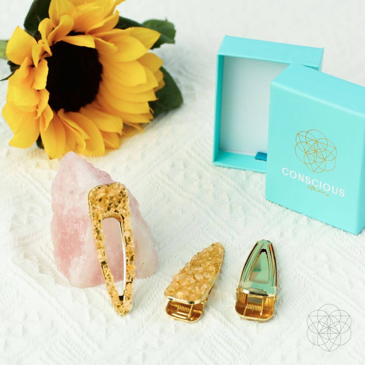 Crown of Prosperity - Citrine Hair Clips (2 pieces) by Conscious Items at Shirley Shoppe