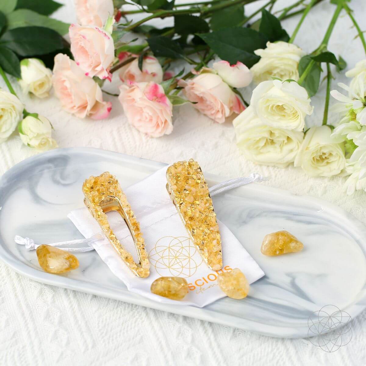Crown of Prosperity - Citrine Hair Clips (2 pieces) by Conscious Items at Shirley Shoppe