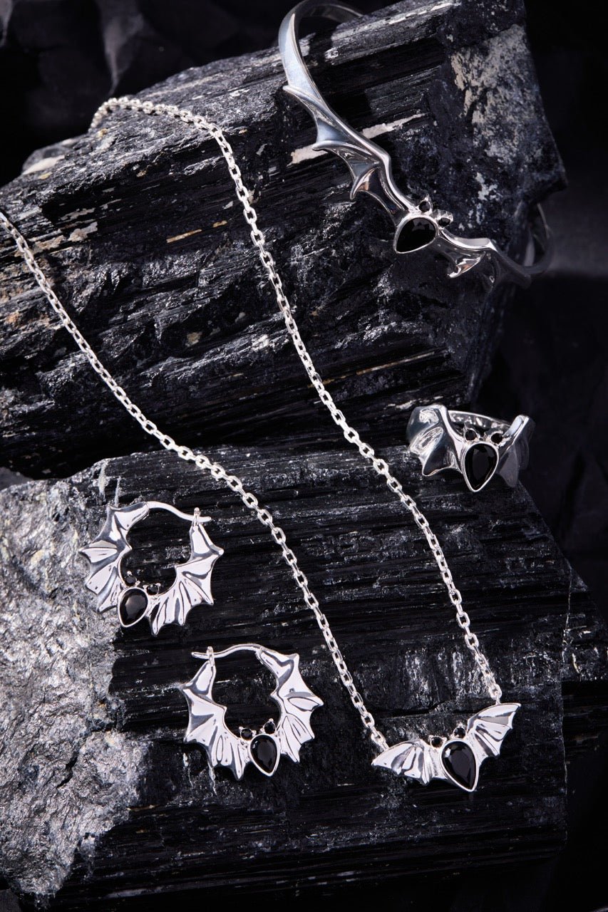 Crystal Bat Hoop Earrings by ALEX AND ANI at Shirley Shoppe