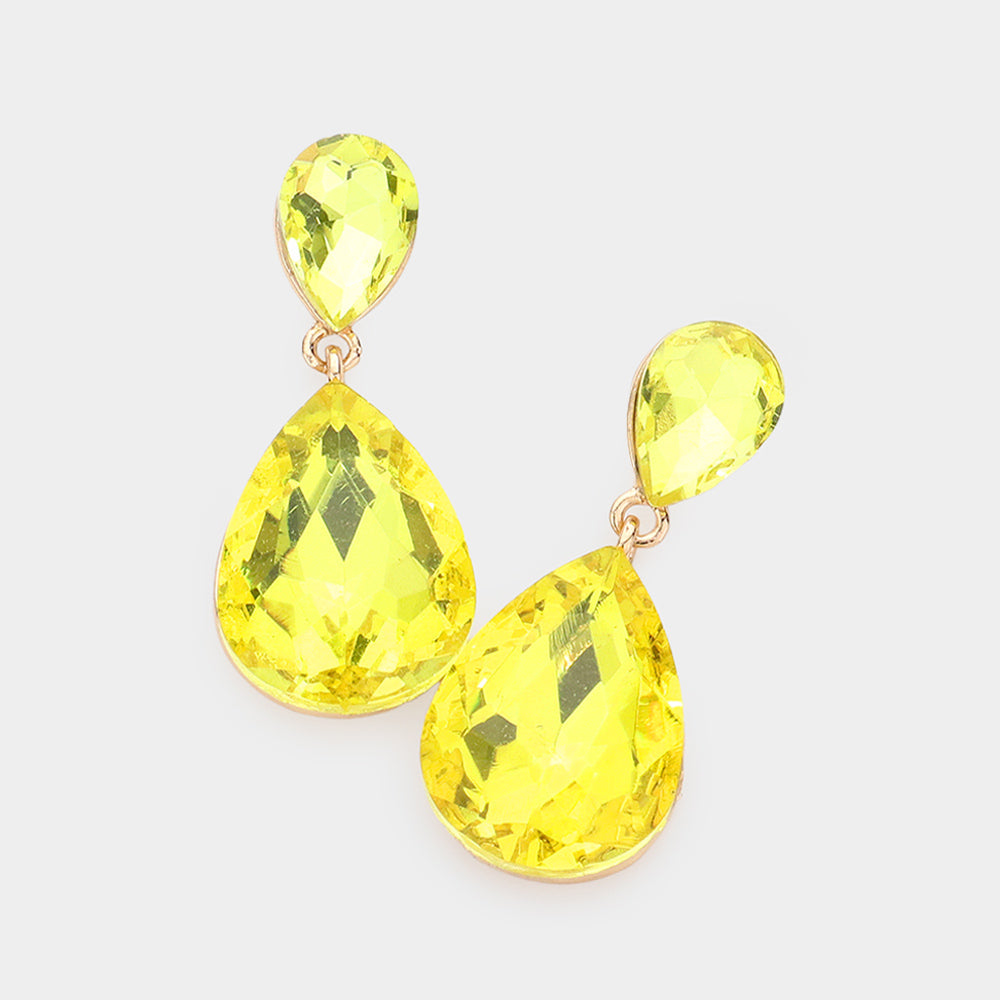 Women's Crystal Double Teardrop Evening Dangle Earrings