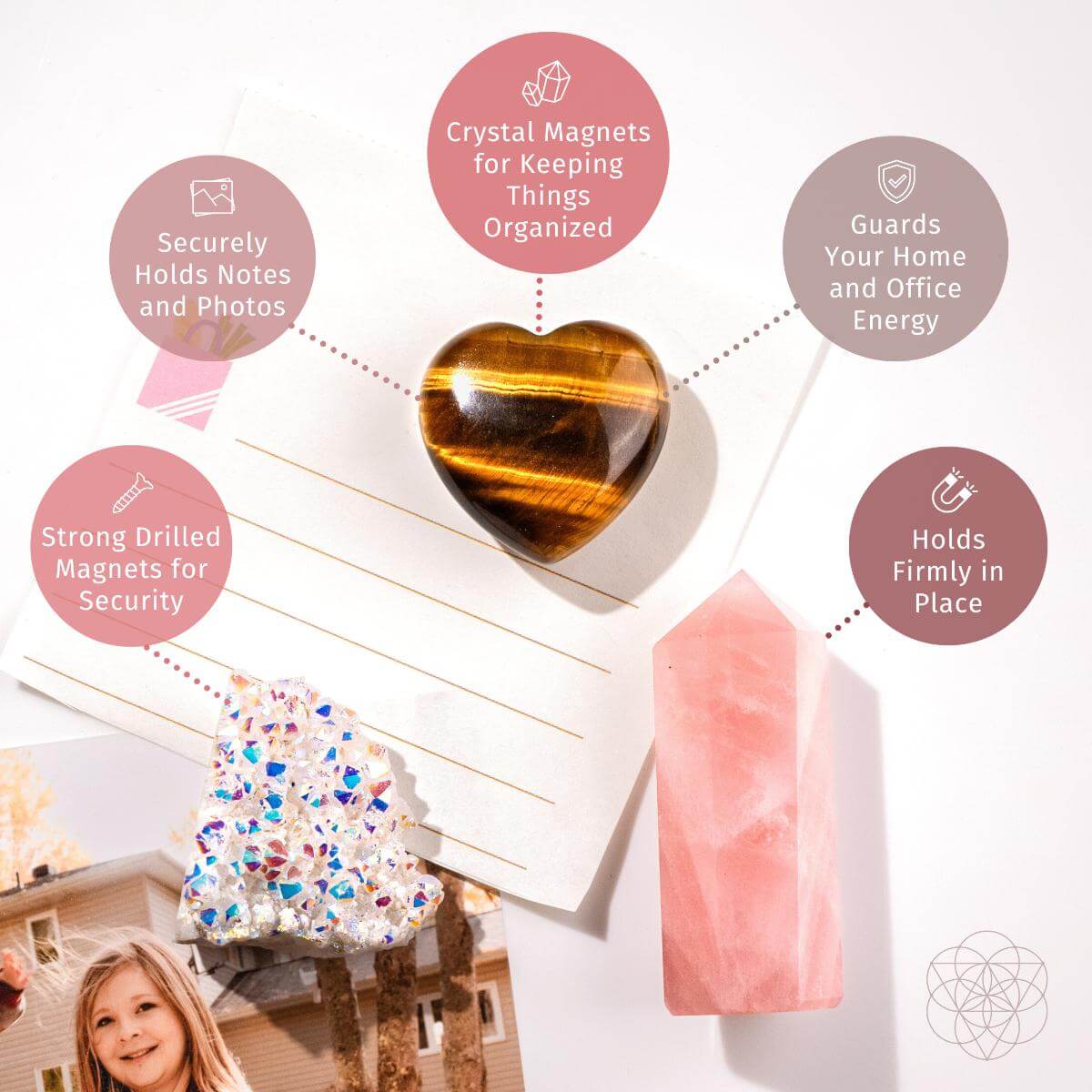 Crystal Fridge Magnets - Trio of Protection & Comfort by Conscious Items at Shirley Shoppe