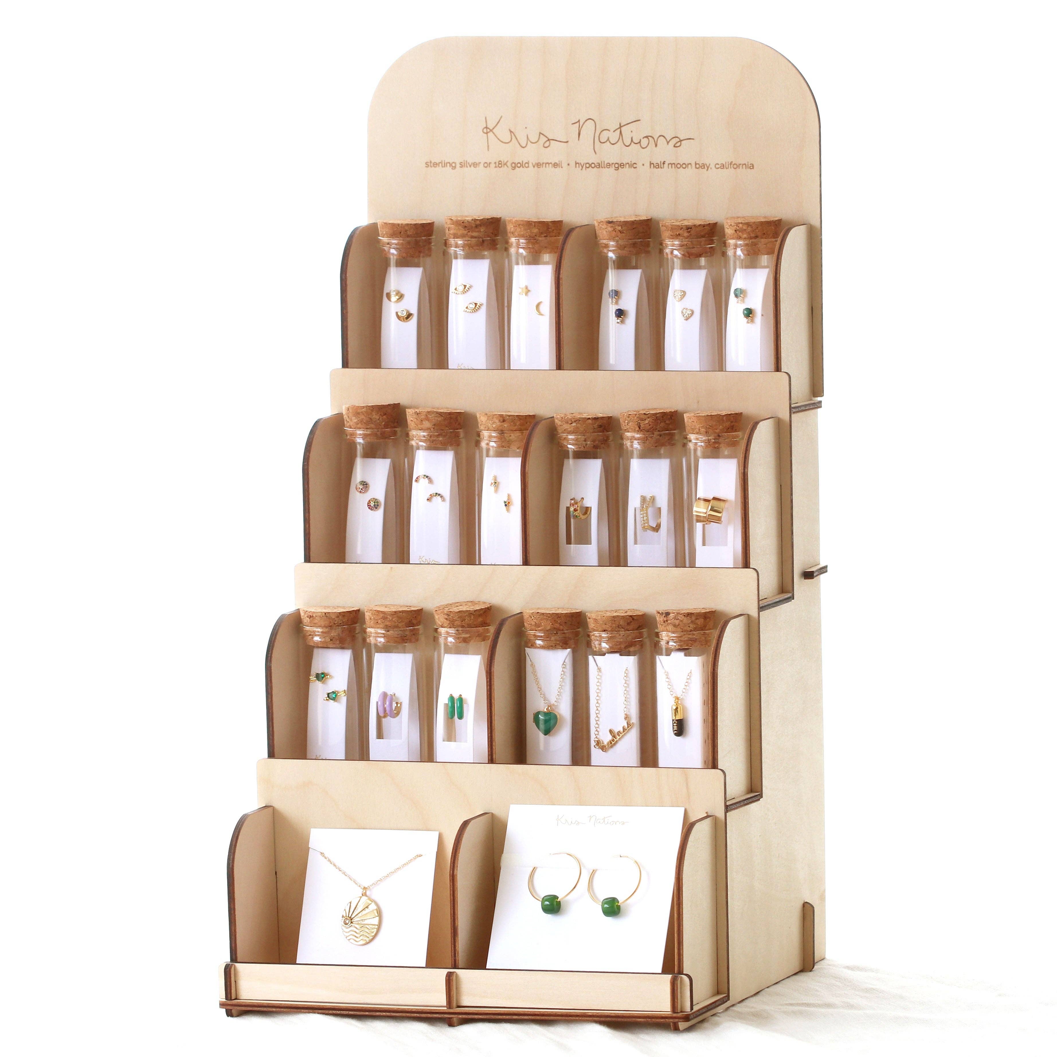 Kris Nations - Vertical Wooden Countertop Display 15.5 Tall, 8.25 Deep Holds 24 Bottles
