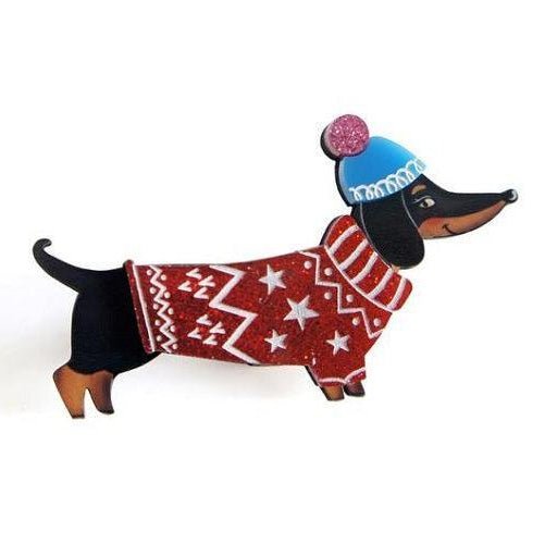 Dachshund Dog in Sweater Brooch by Laliblue by Quirks! at Shirley Shoppe