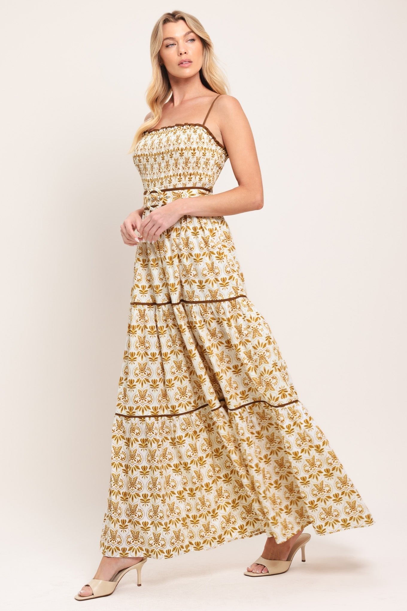 DAINTY FLORA WOVEN MAXI DRESS by Flying Tomato at Shirley Shoppe