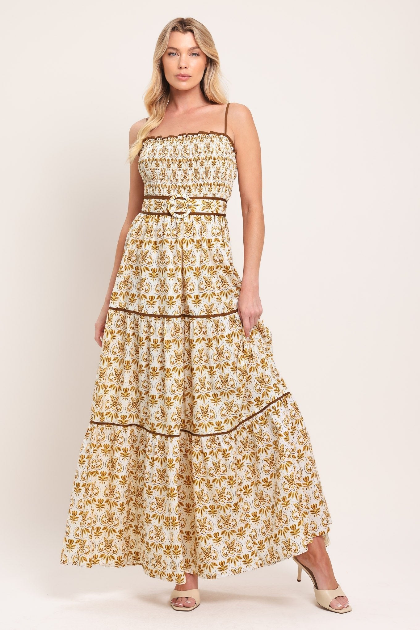 DAINTY FLORA WOVEN MAXI DRESS by Flying Tomato at Shirley Shoppe