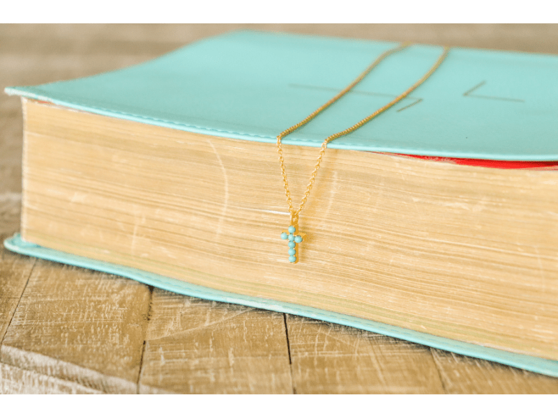 Dainty Turquoise Cross Necklace by Christina Greene at Shirley Shoppe