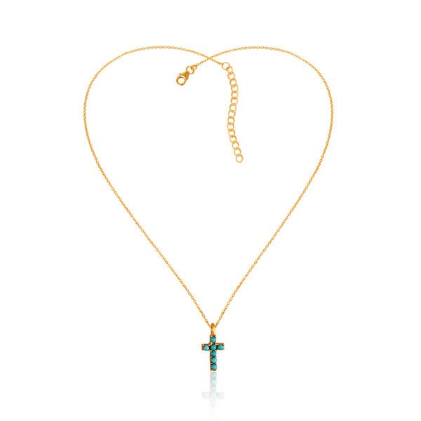 Dainty Turquoise Cross Necklace by Christina Greene at Shirley Shoppe