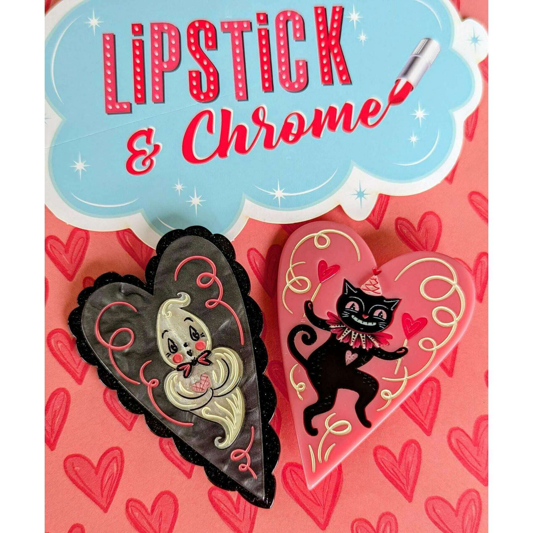 Dancing Cat in Heart Brooch by Johanna Parker x Lipstick & Chrome