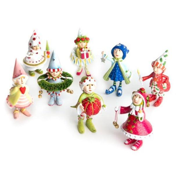 Dash Away Elves Mini Ornament Set/8 by Patience Brewster by Quirks! at Shirley Shoppe
