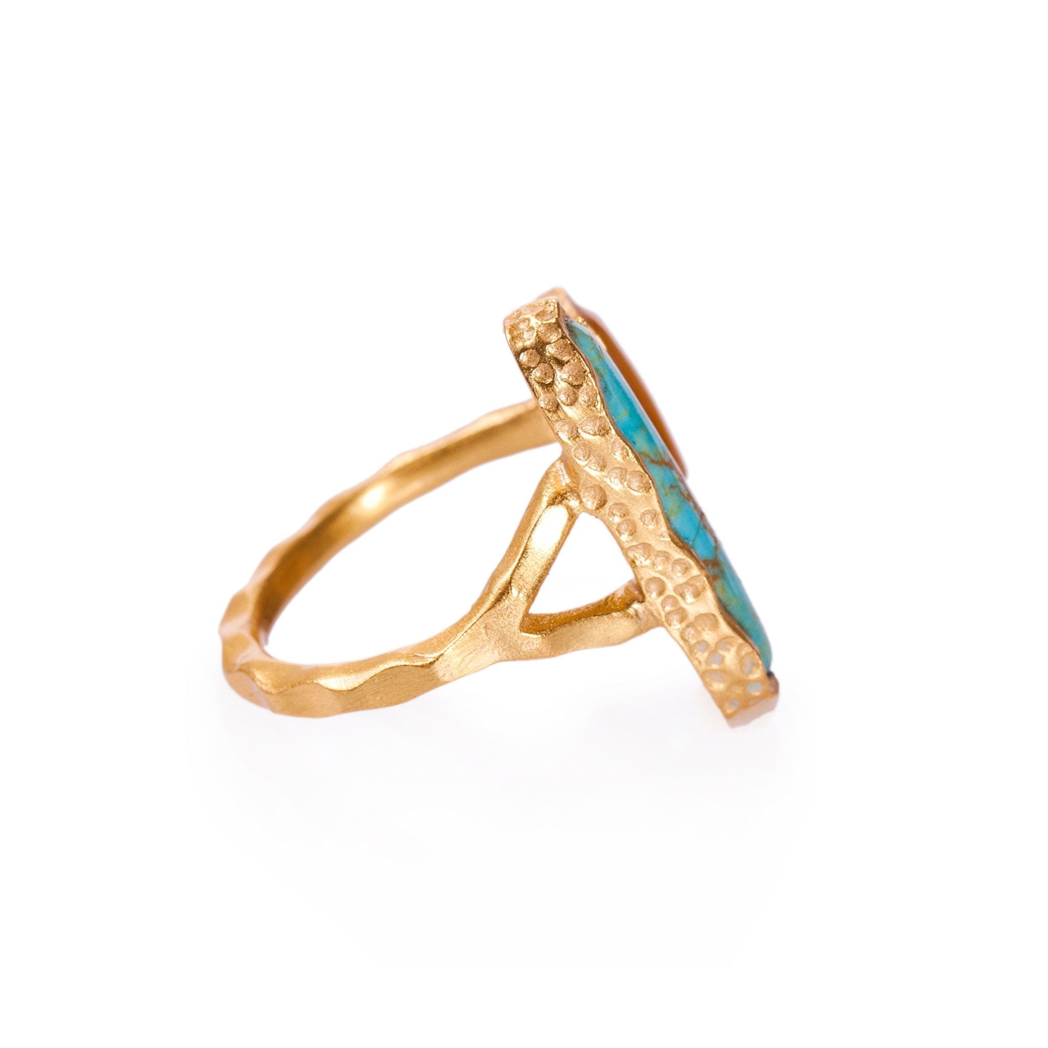 Deco Twin Stone Ring - Turquoise/Pearl by Christina Greene at Shirley Shoppe