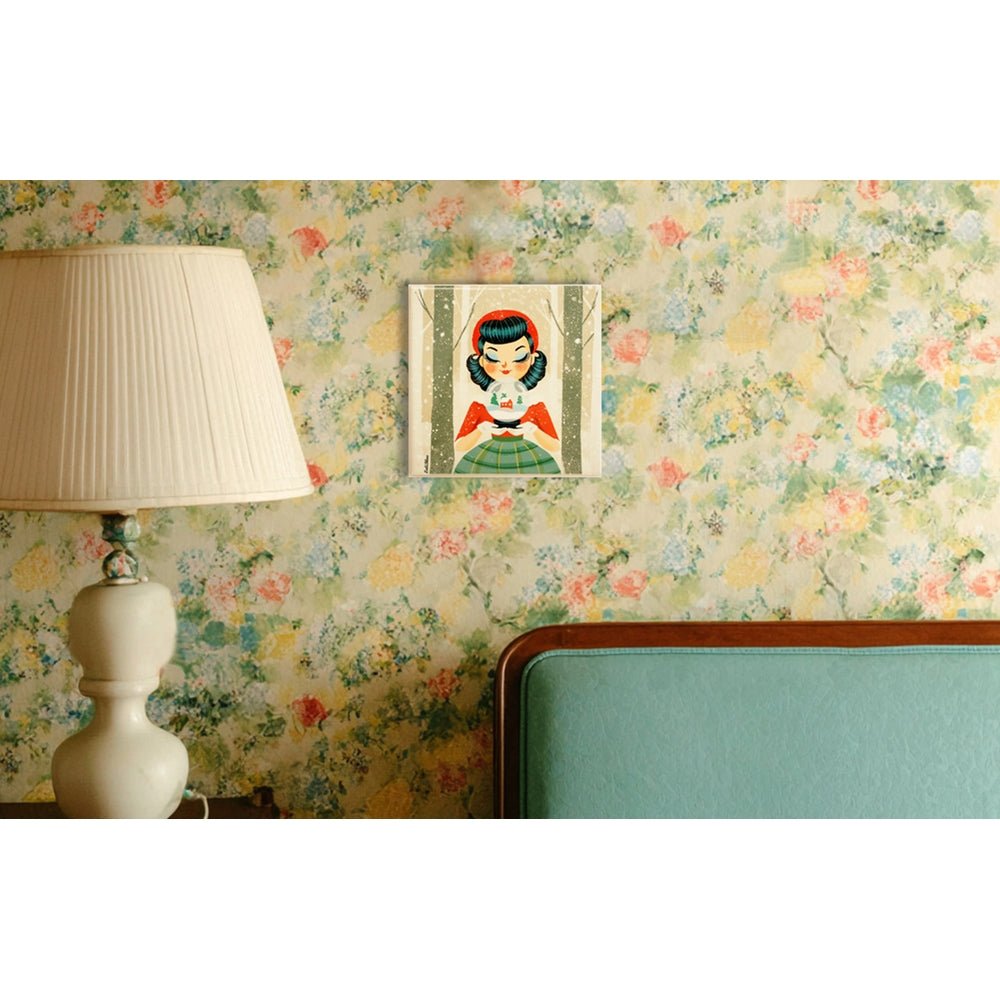 Decorative Tile Girl with Snow Globe by Laliblue by Quirks! at Shirley Shoppe